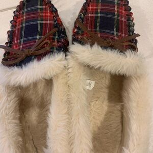 J.Crew Plaid Slippers with Bow